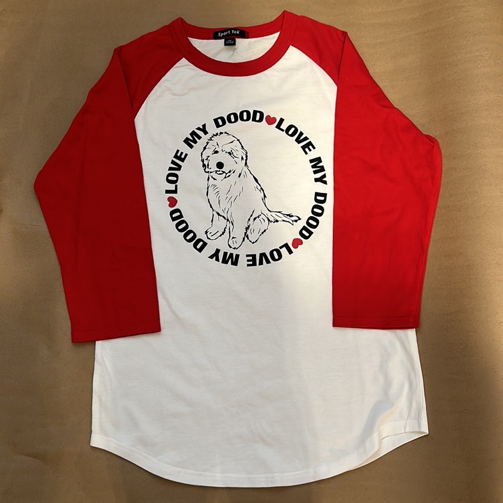 Goldendoodle Love My Dood Raglan Sleeve Tee - Golden doodle Love XS